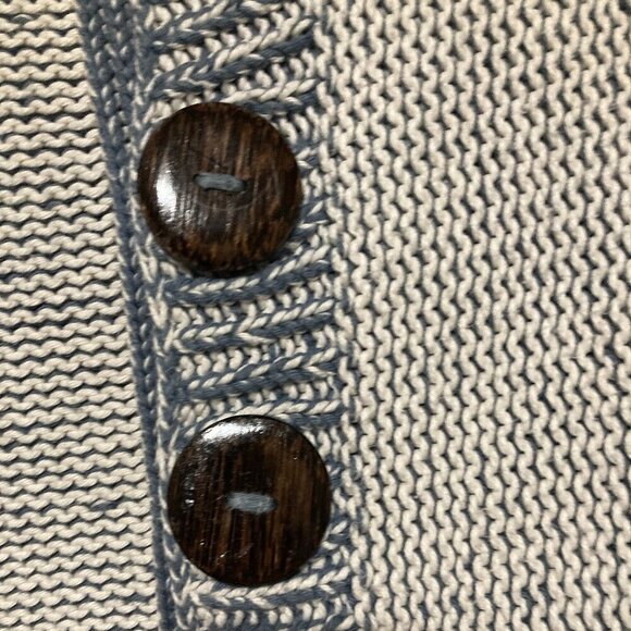 Womens S/M Pure Handknit Blue Asymm Sweater Cardigan Fisherman Hand Made Thick - Picture 5 of 13